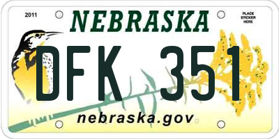 NE license plate DFK351