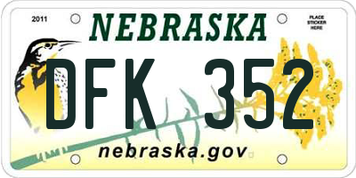 NE license plate DFK352