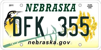 NE license plate DFK355