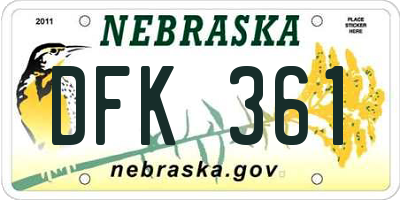 NE license plate DFK361