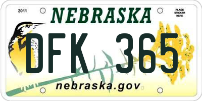 NE license plate DFK365