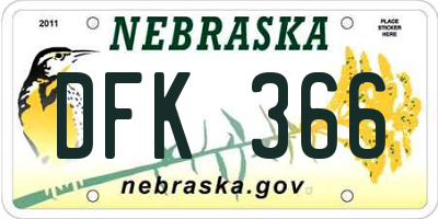 NE license plate DFK366