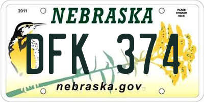 NE license plate DFK374