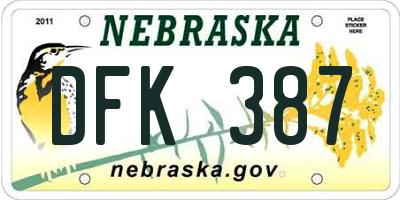 NE license plate DFK387