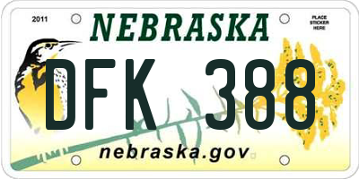 NE license plate DFK388