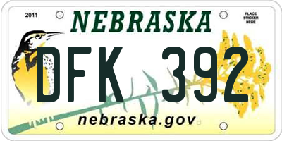 NE license plate DFK392