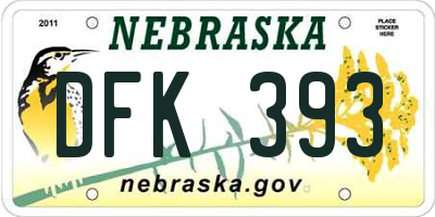 NE license plate DFK393