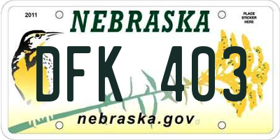 NE license plate DFK403