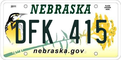 NE license plate DFK415