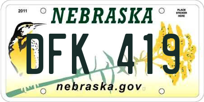 NE license plate DFK419
