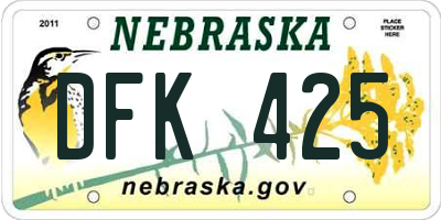 NE license plate DFK425