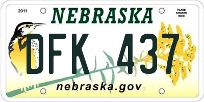 NE license plate DFK437