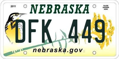 NE license plate DFK449