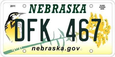 NE license plate DFK467