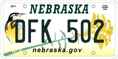 NE license plate DFK502