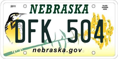 NE license plate DFK504