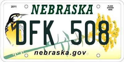 NE license plate DFK508
