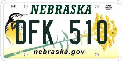 NE license plate DFK510
