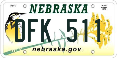 NE license plate DFK511