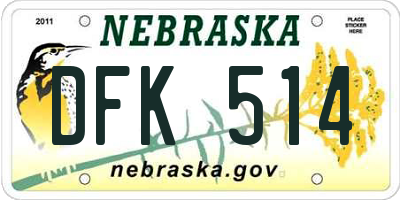 NE license plate DFK514