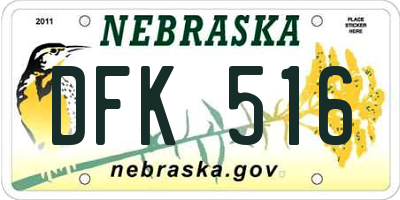 NE license plate DFK516