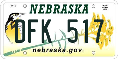 NE license plate DFK517