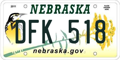 NE license plate DFK518