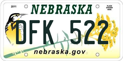 NE license plate DFK522