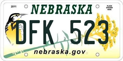 NE license plate DFK523