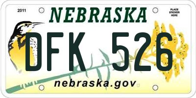 NE license plate DFK526