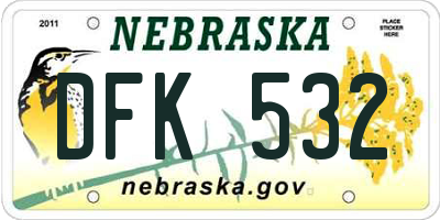 NE license plate DFK532