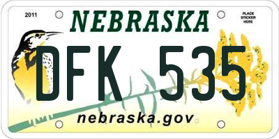 NE license plate DFK535