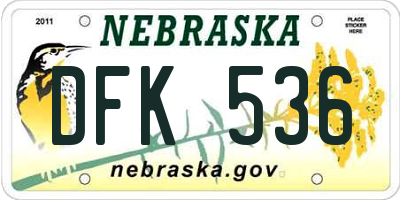 NE license plate DFK536