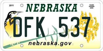 NE license plate DFK537