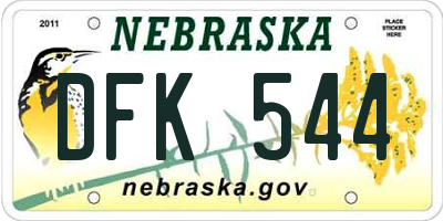NE license plate DFK544