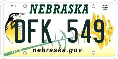 NE license plate DFK549