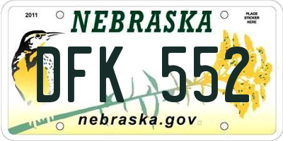 NE license plate DFK552