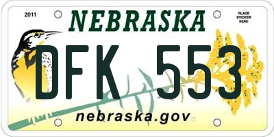 NE license plate DFK553