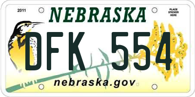 NE license plate DFK554