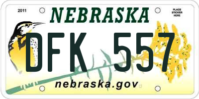 NE license plate DFK557