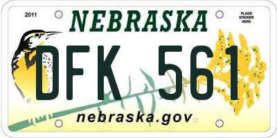 NE license plate DFK561