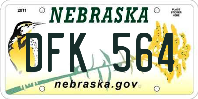 NE license plate DFK564