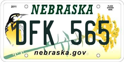 NE license plate DFK565