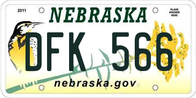 NE license plate DFK566