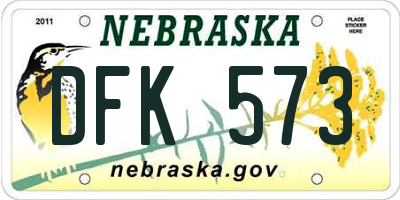 NE license plate DFK573