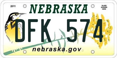 NE license plate DFK574
