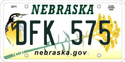 NE license plate DFK575