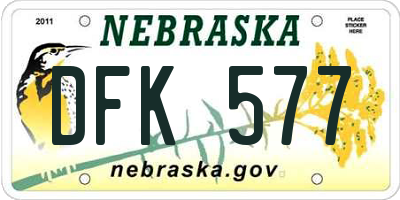 NE license plate DFK577
