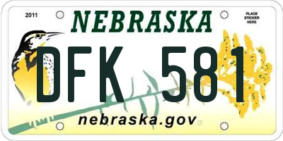 NE license plate DFK581