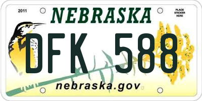 NE license plate DFK588